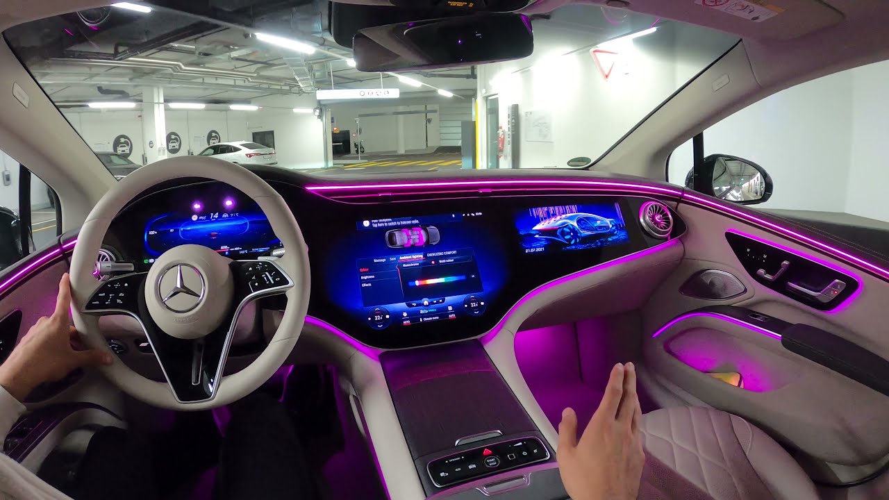 2022 Mercedes EQS NIGHT DRIVE! EQS 580 Interior Ambiente Exterior Review -  YouTube