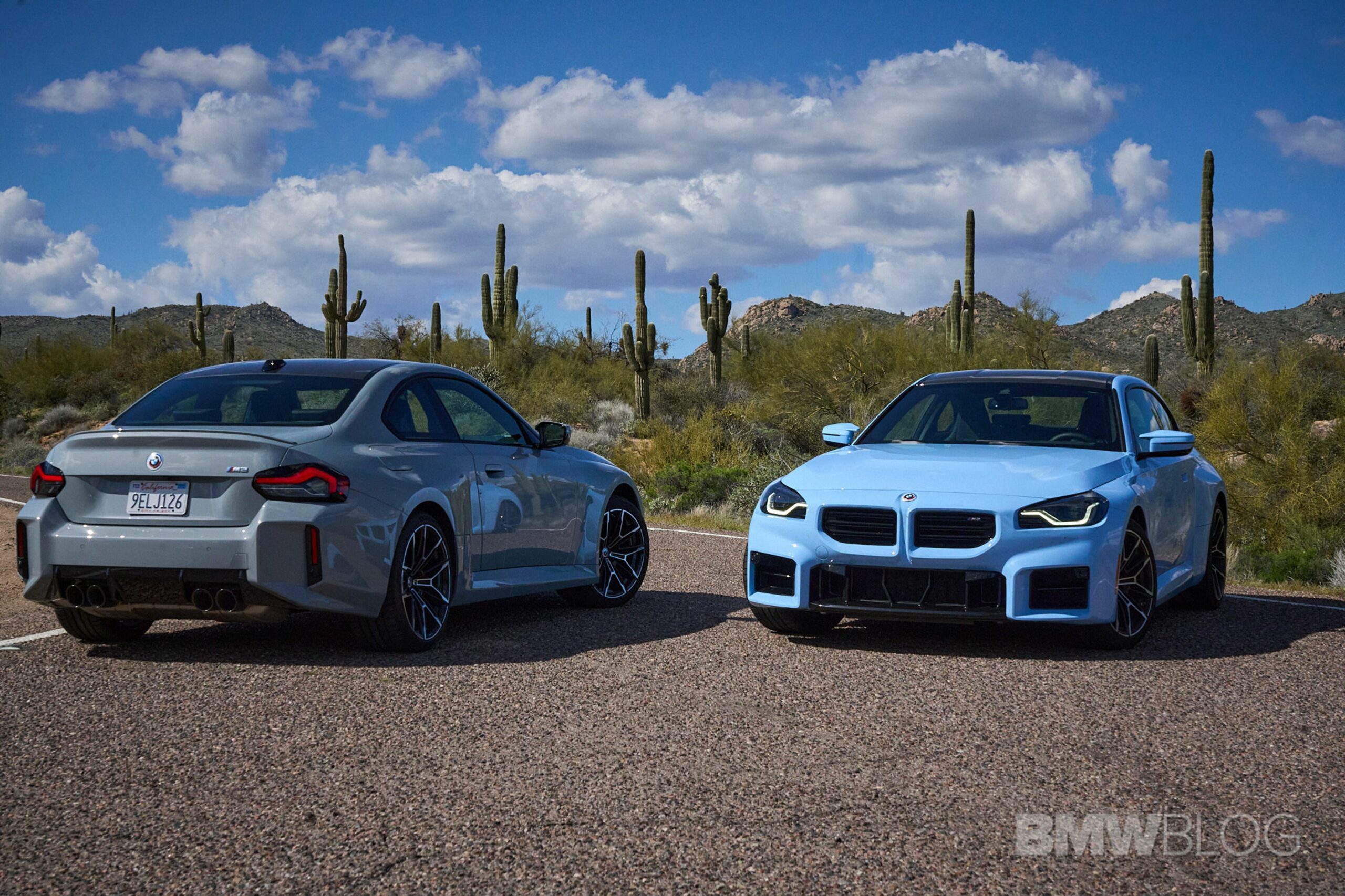 Side By Side: 2023 BMW M2 In Zandvoort Blue And Brooklyn Grey