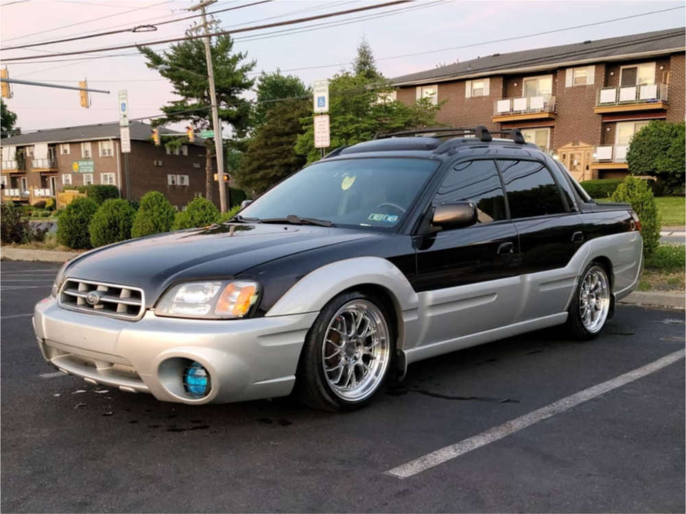 2003 Subaru Baja with 18x8.5 38 F1R F21 and 225/40R18 Thunderer Mach Iv and  Coilovers | Custom Offsets