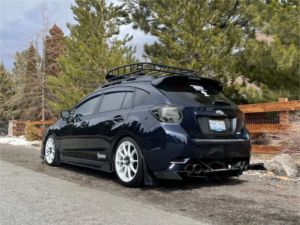 2015 Subaru Impreza with 18x8 25 Sparco Assetto Gara and 225/35R18 Michelin  Pilot Sport A/s 3 and Coilovers | Custom Offsets