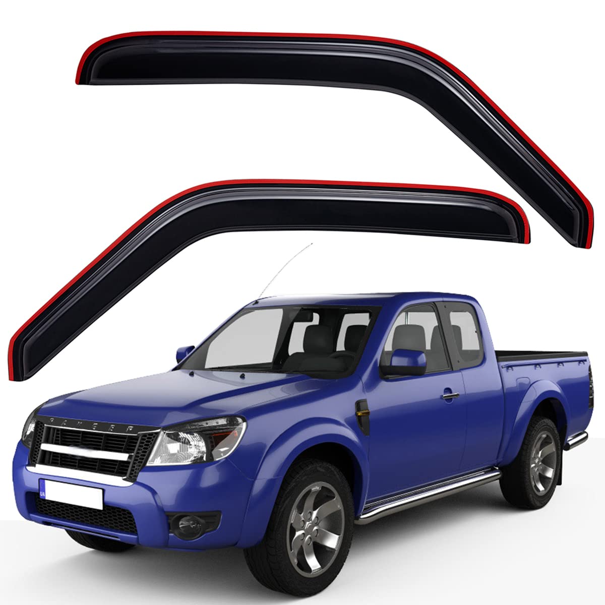 Amazon.com: WV192083 in-Channel Window Visor Rain Guard, Dark Smoke  Shatterproof, 2PCS Set for 1999-2011 Ford Ranger Extended Cab with Fixed  Window, 1999-2008 Mazda B3000 & 1999-2010 Mazda B4000 w/Extended Cab :  Automotive
