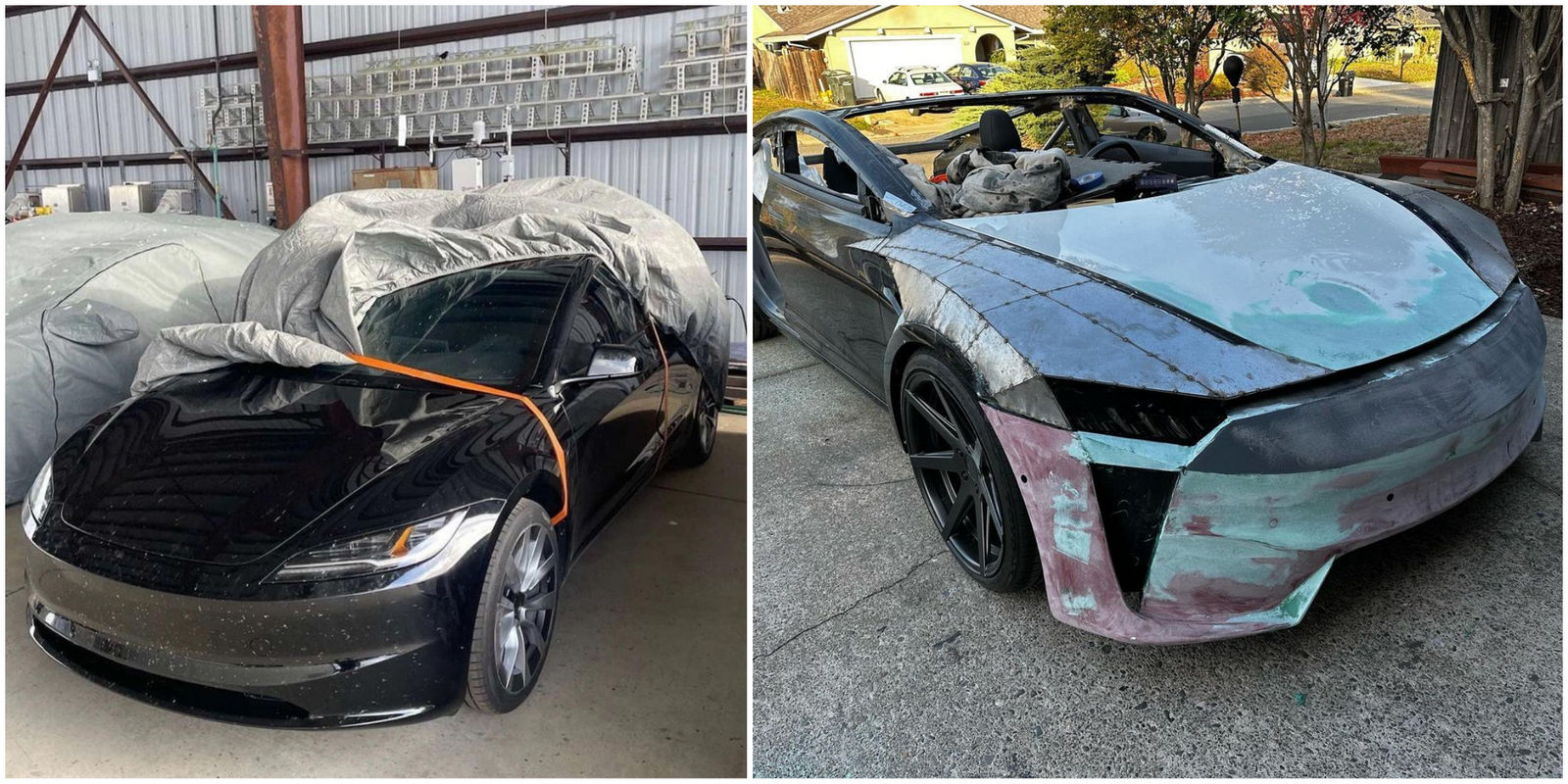 A YouTuber from California has taken up the challenge to build a Tesla  Roadster from a totaled Model 3 - Luxurylaunches