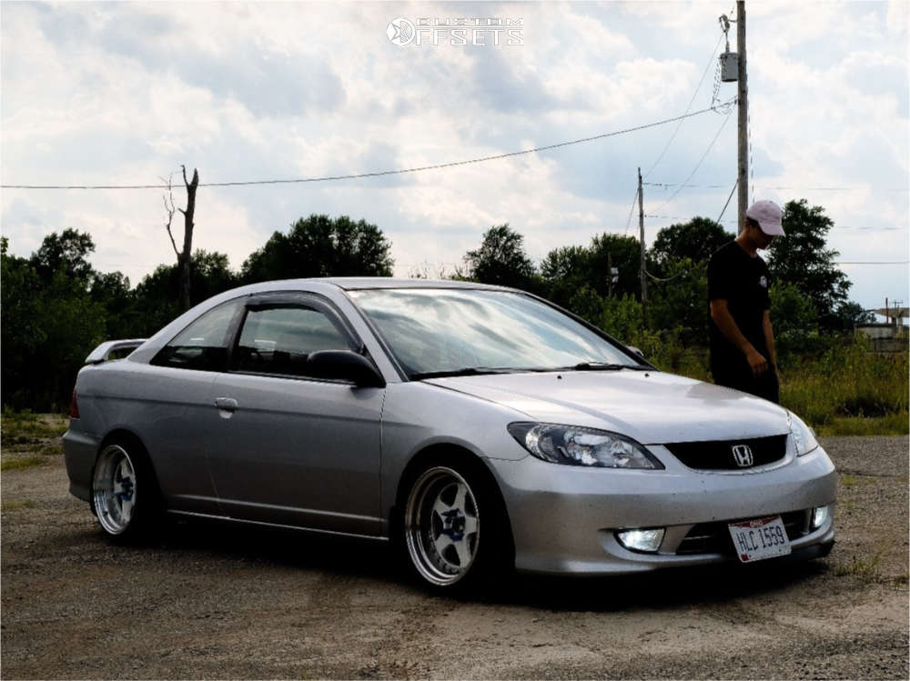 2005 Honda Civic with 16x9 15 JNC Jnc010 and 205/45R16 Hankook Ventus V2  Concept 2 and Coilovers | Custom Offsets