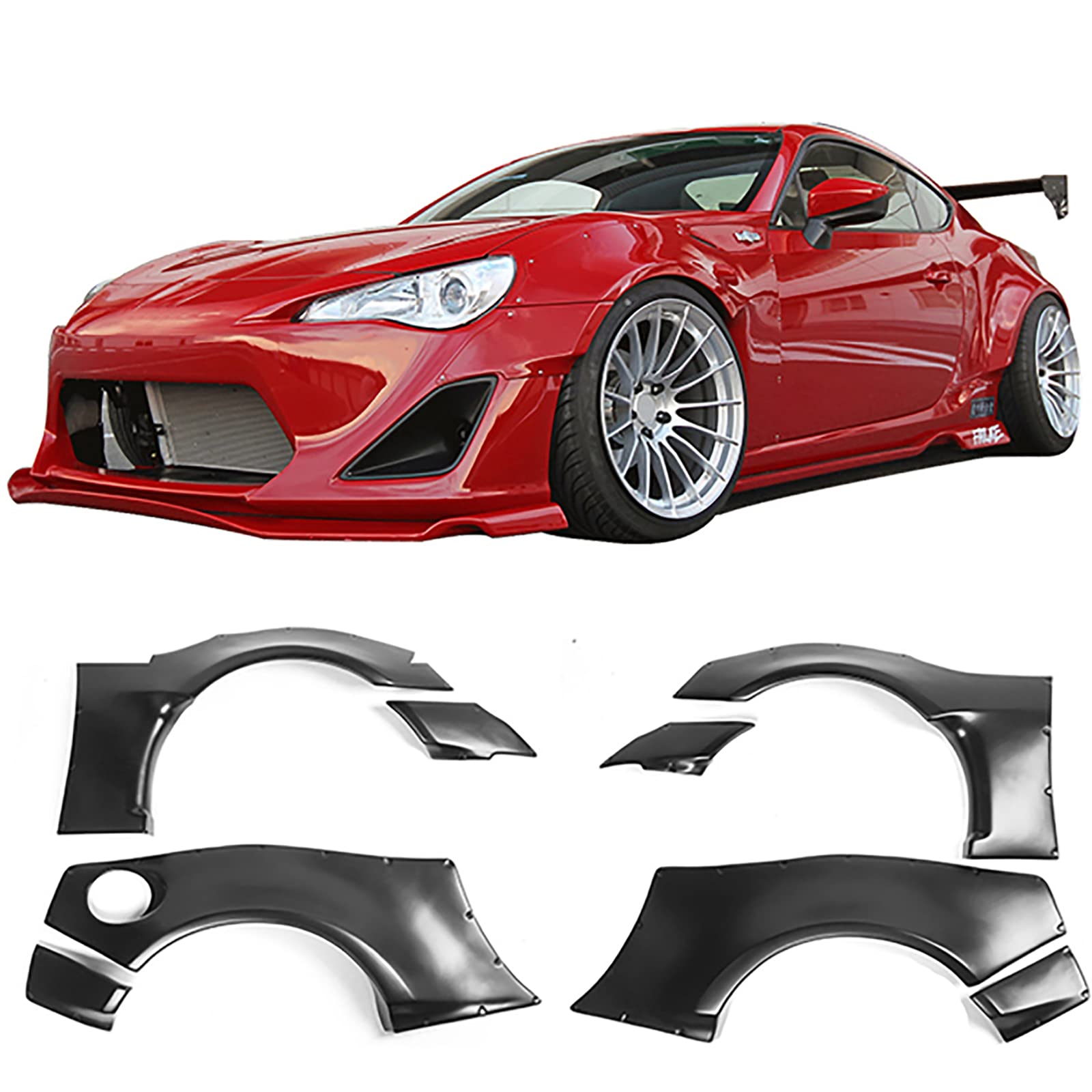 Amazon.com: Fender Flares Compatible With 2013-2016 Scion FR-S/2013-2020  Subaru BRZ/2017-2020 Toyota 86, GR Style Black ABS Plastic Front Rear Right  Left Wheel Cover Protector Vent Trim by IKON MOTORSPORTS : Automotive