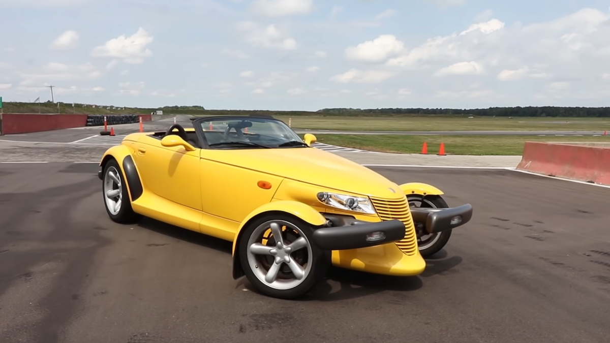 Here's How A Bright Yellow Plymouth Prowler Laps A Track