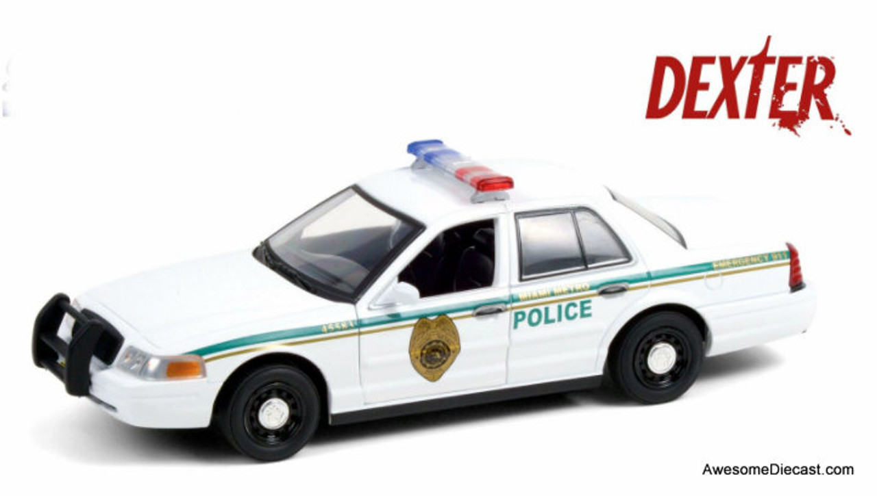 Greenlight 1:64 2001 Ford Crown Victoria, Miami Metro Police Department:  Dexter T.V. Series