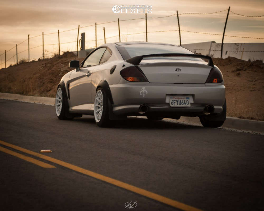 2005 Hyundai Tiburon with 17x9 20 STR 518 and 225/45R17 Hankook Ventus V2  Concept 2 and Coilovers | Custom Offsets