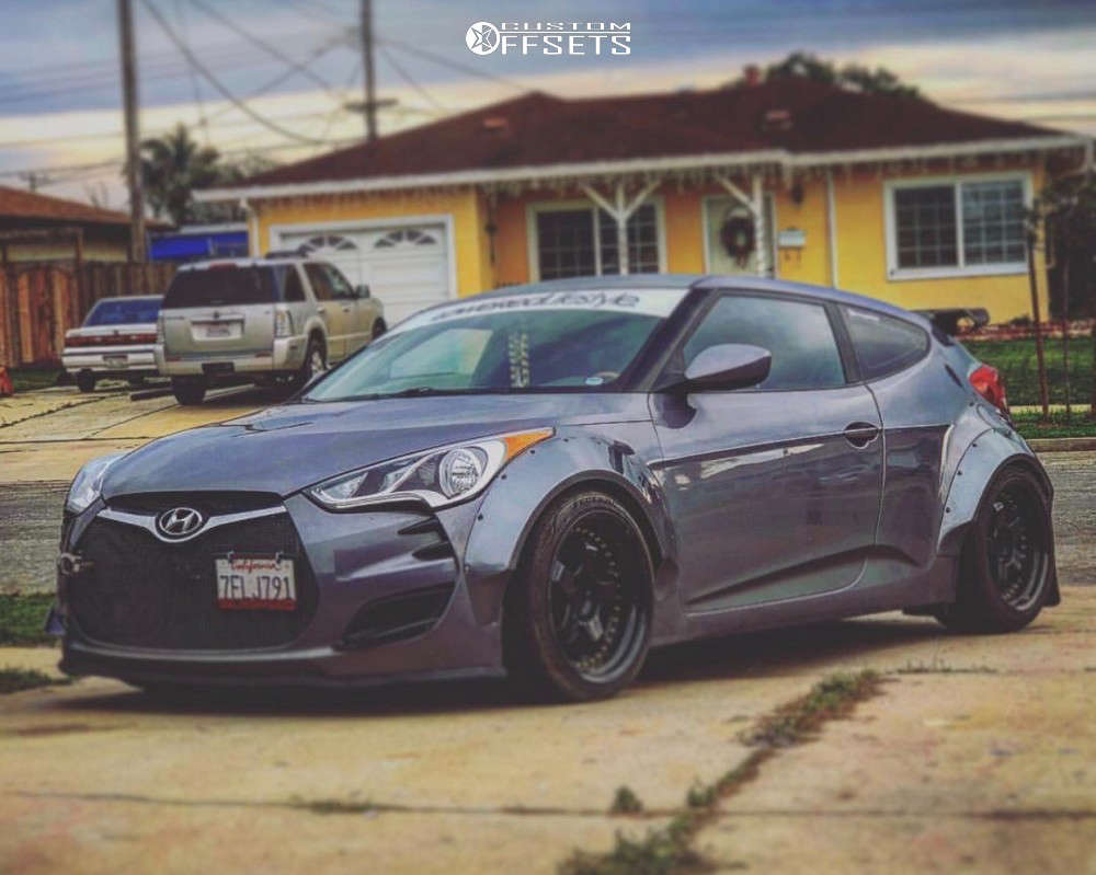 2014 Hyundai Veloster with 19x10.5 22 ESR Sr06 and 285/45R19 Federal  Couragia Xuv and Coilovers | Custom Offsets