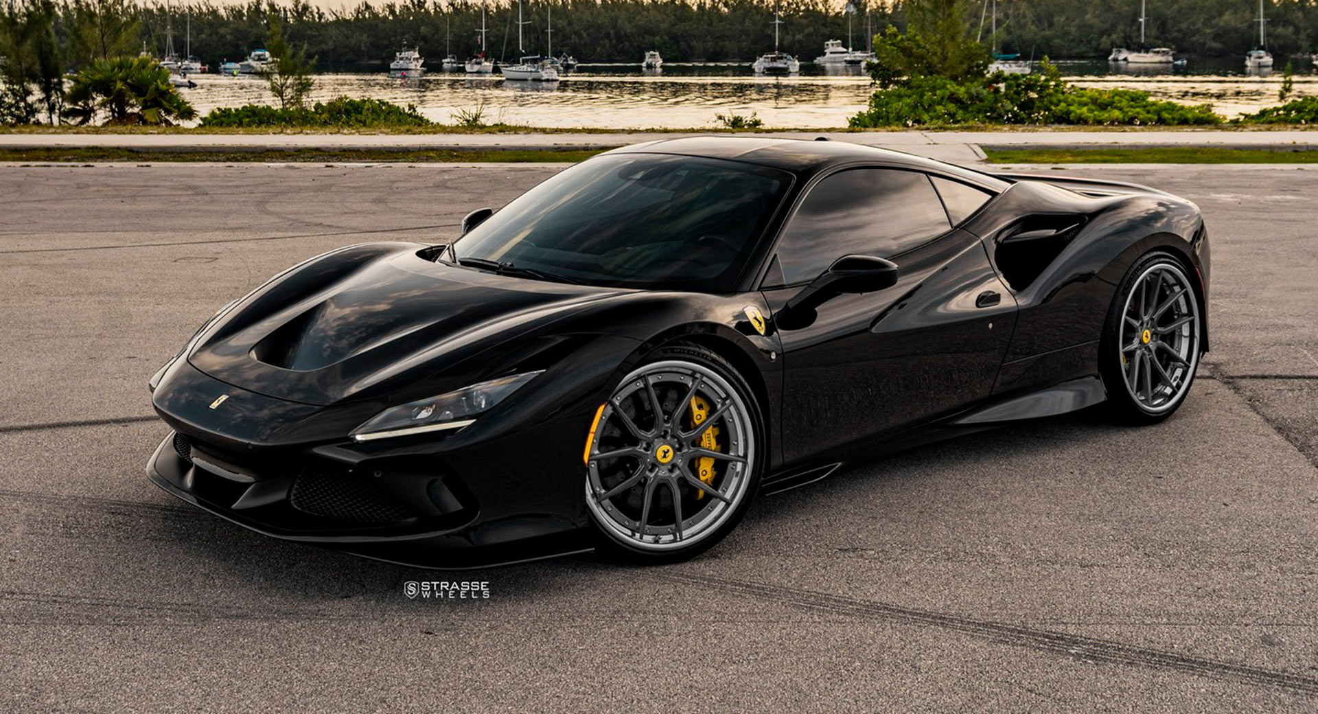 Pitch Black Ferrari F8 Tributo Looks Good With Dark Multi-Spoke Aftermarket  Wheels | Carscoops