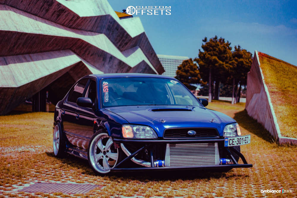2002 Subaru Legacy with 18x8 46 Xyro E1 8018 and 215/40R18 Hankook Ventus  V12 Evo and Coilovers | Custom Offsets