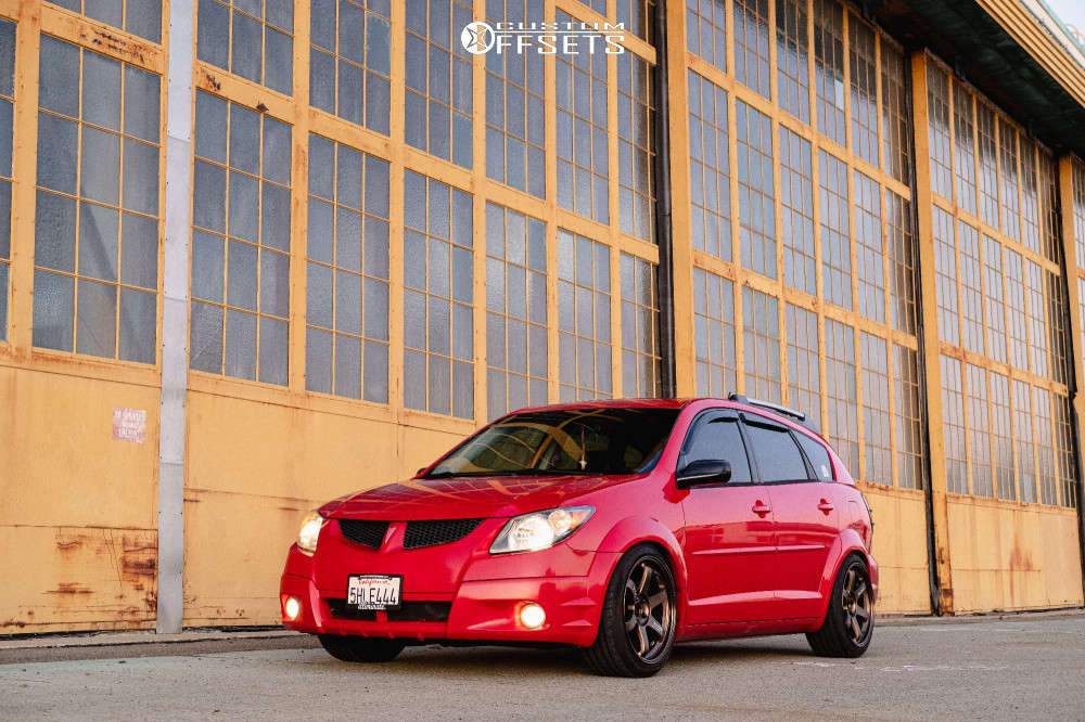 2004 Pontiac Vibe with 18x9.5 38 Rays Engineering Te37 and 235/40R18  Federal Evolution St-1 and Coilovers | Custom Offsets