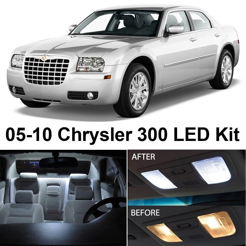 Auto Accessories | Headlight bulbs | Car Gifts Chrysler 300 2005-2010 Xenon  White LED Interior Lights Package Kit (6 Pieces)