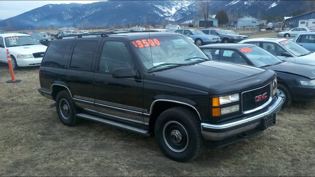 1998 gmc yukon 4x4 350 v8 auto for sale montana black - YouTube