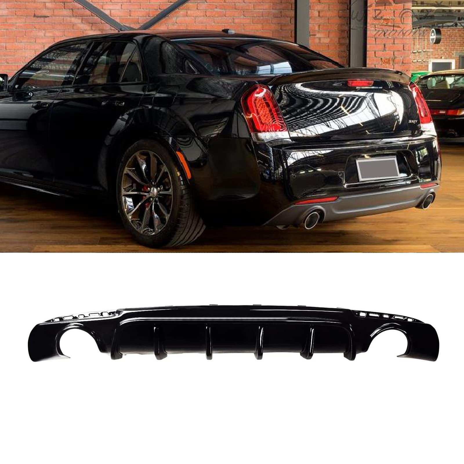 Amazon.com: NINTE Rear Diffuser fits for Chrysler 300C SRT Bumper  2015-2023, Shark Fin Style Painted Gloss Black Rear Lower Bumper Lip … :  Automotive