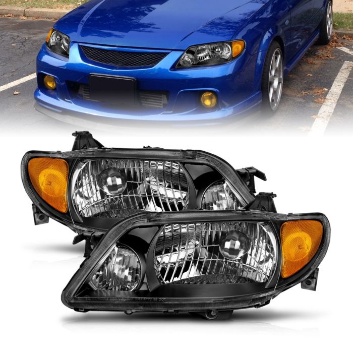 ANZO USA | Don't Get Left in The Dark ~ MAZDA PROTEGE 01-03 CRYSTAL  HEADLIGHTS BLACK