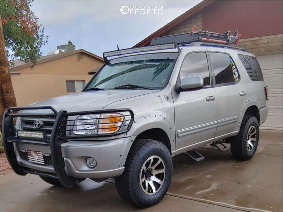 2004 Toyota Sequoia with 17x8.5 -6 MB Wheels Legacy and 285/70R17  Pathfinder All Terrain and Suspension Lift 3" | Custom Offsets