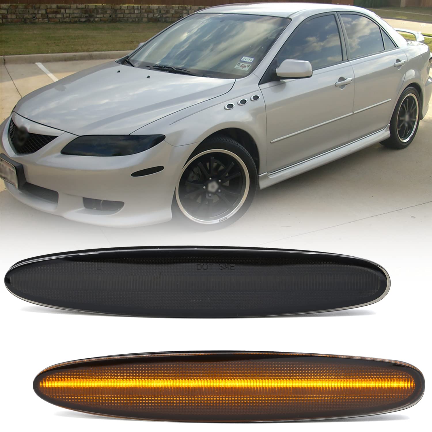 Amazon.com: NSLUMO LED Side Marker Lights for 2003-2008 Mazda 6 Mazdaspeed6  GG1 Smoked Lens Amber Front Fender Marker Lights Turn Signal Repeater Lamps  Assembly OEM Replacement : Automotive