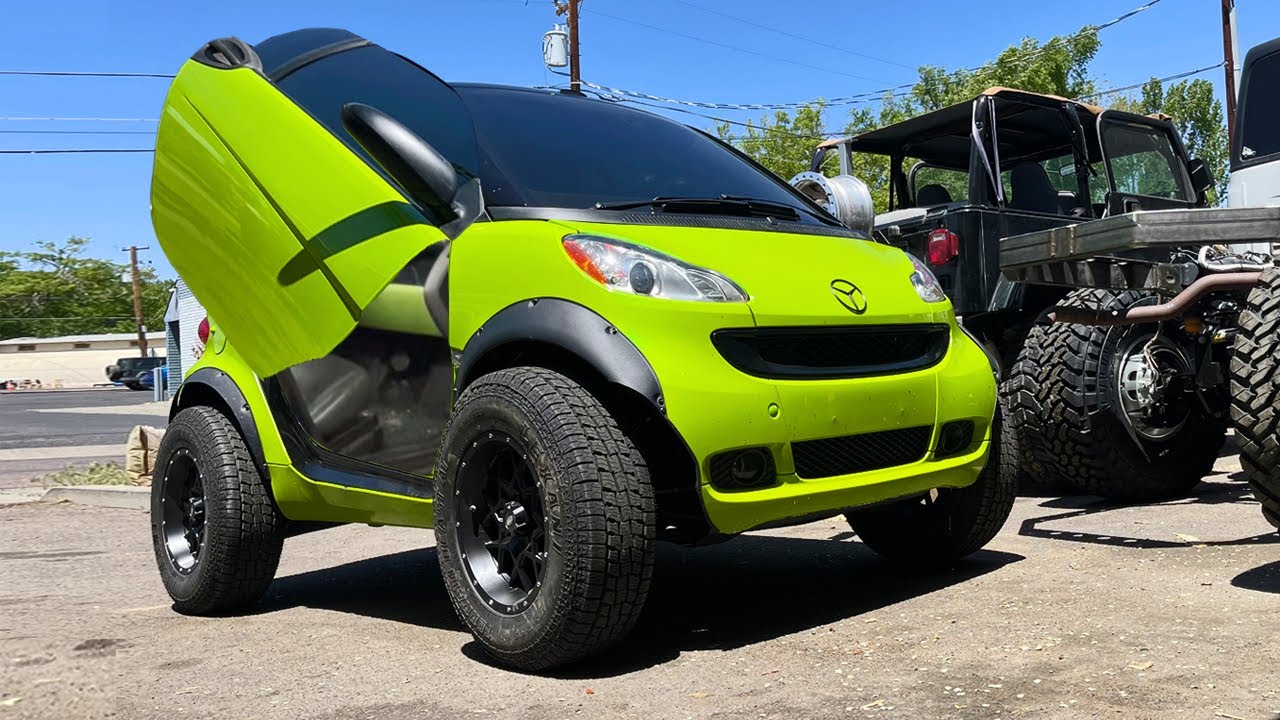 AT Overland's lifted Smart Car with Lambo Doors - YouTube