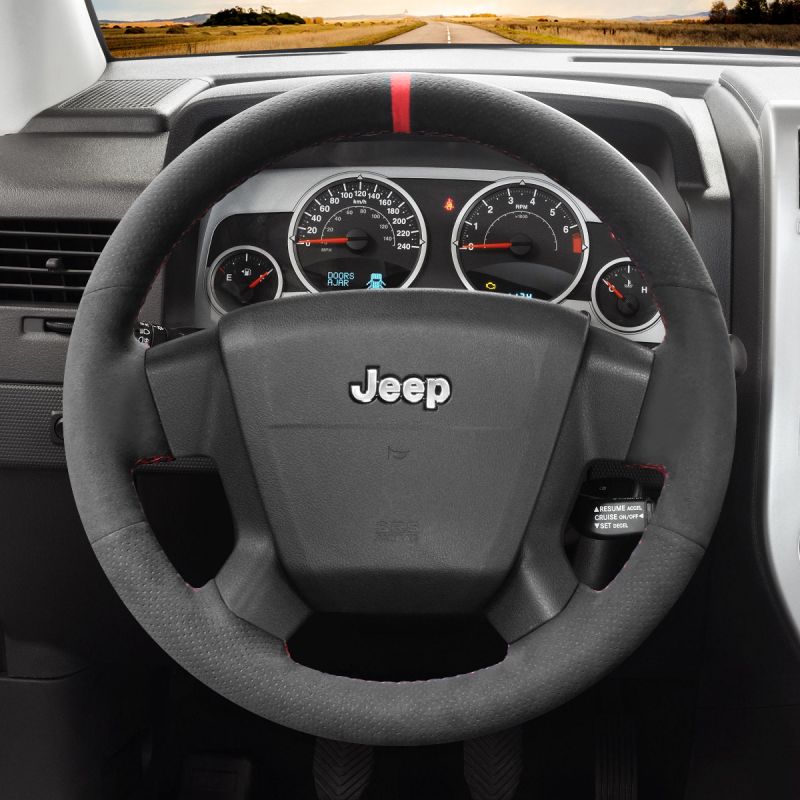 For Jeep Compass 2006 2007 2008 2009 2010 Old Patriot 2007 2008 2009 2010,MEWANT  Black High Quality Suede Steering Wheel Cover Protect