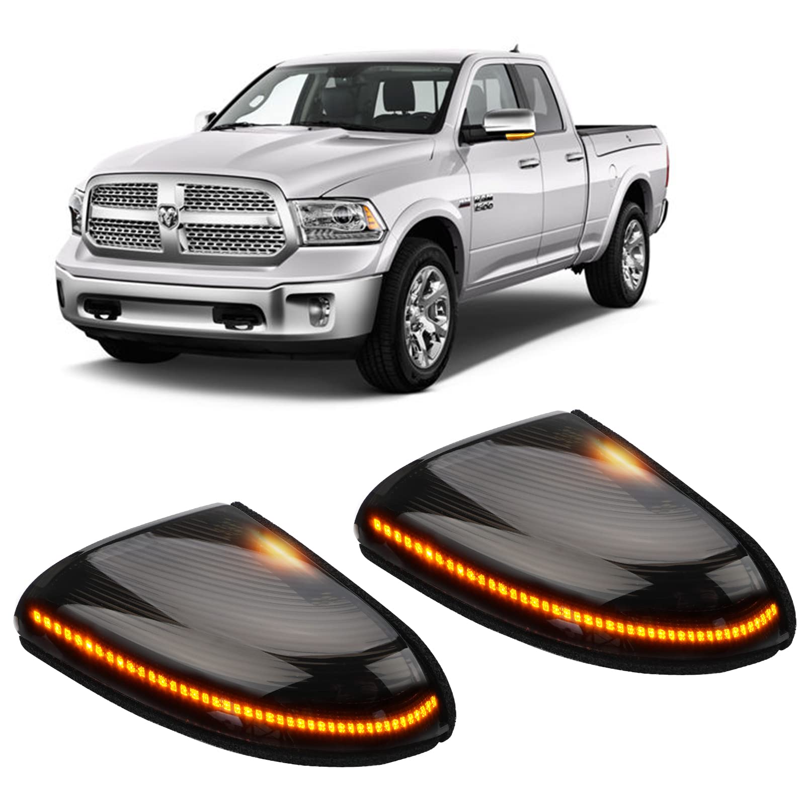 Amazon.com: D-Lumina LED Side Mirror Turn Signal Puddle Light Compatible  with 2010-2018 Dodge Ram 1500 2500 3500, 2019-2021 Ram 1500 Classic, Smoked  Len Driver & Passenger Side Assembly Amber & White, Pack of 2 : Automotive