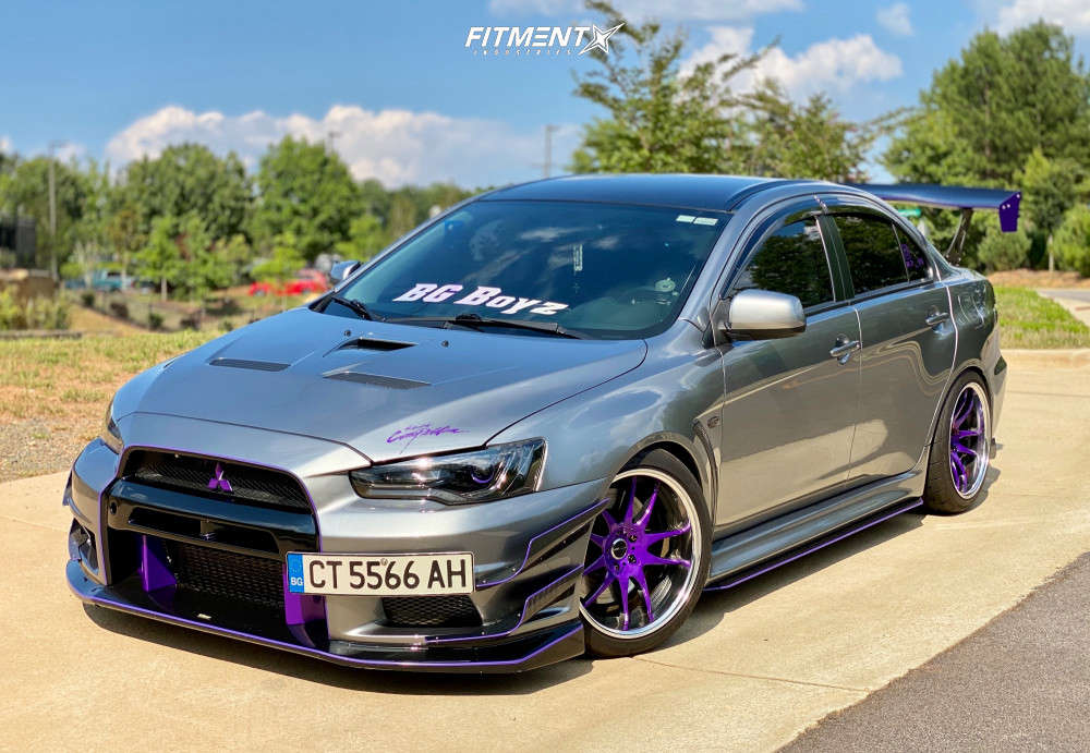 2013 Mitsubishi Lancer Evolution GSR with 18x10.5 Work Emotion Cr 2p and  Firestone 275x35 on Coilovers | 1172193 | Fitment Industries