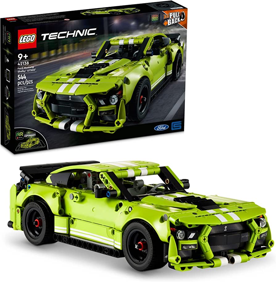 Amazon.com: LEGO Technic Ford Mustang Shelby GT500 Set 42138, Pull Back  Drag Toy Race Car Model Building Kit, Gifts for Kids and Teens with AR App  Play Feature : Toys & Games