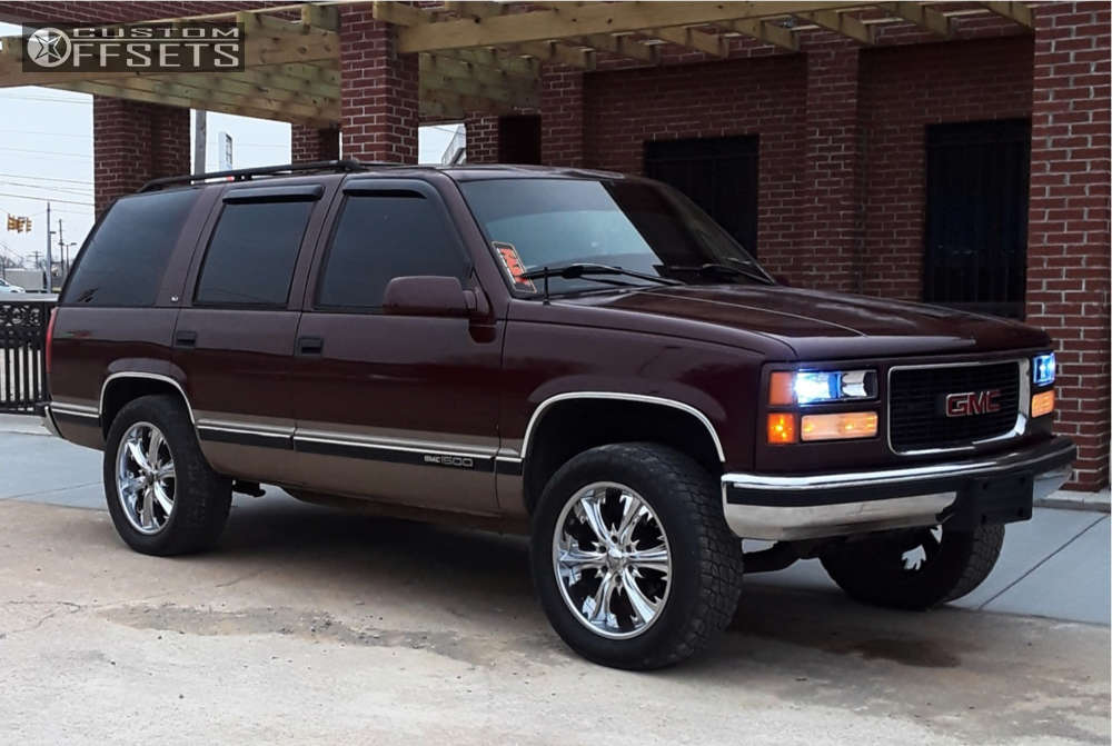 1998 GMC Yukon with 20x8.5 40 VooDoo 407 and 295/60R20 Nitto Terra Grappler  and Level 2" Drop Rear | Custom Offsets