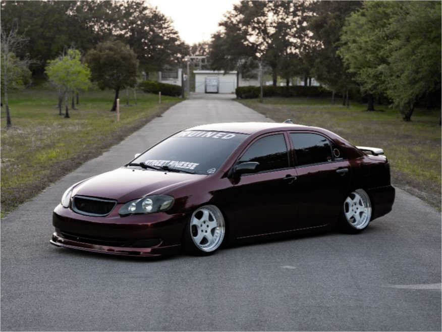 2008 Toyota Corolla with 18x8.5 30 ESR Sr06 and 195/35R18 Atlas Force Uhp  and Coilovers | Custom Offsets