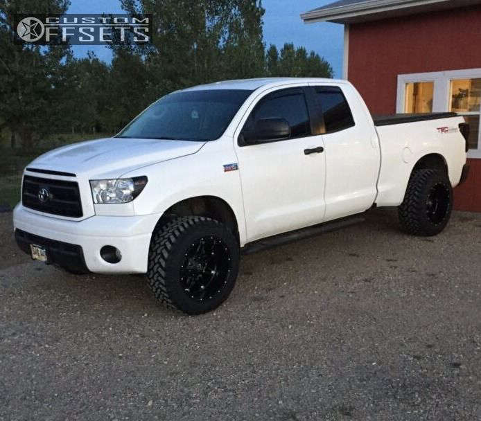 2011 Toyota Tundra with 20x12 -44 Fuel Hostage and 295/55R20 Nitto Trail  Grappler and Leveling Kit | Custom Offsets