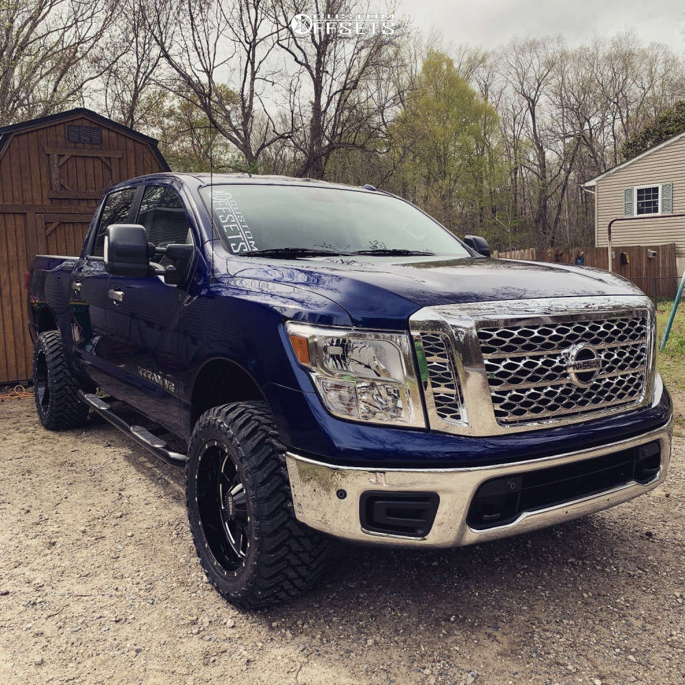 2018 Nissan Titan with 20x10 -25 TIS 544BM and 33/12.5R20 Atturo Trail  Blade MT and Suspension Lift 3" | Custom Offsets