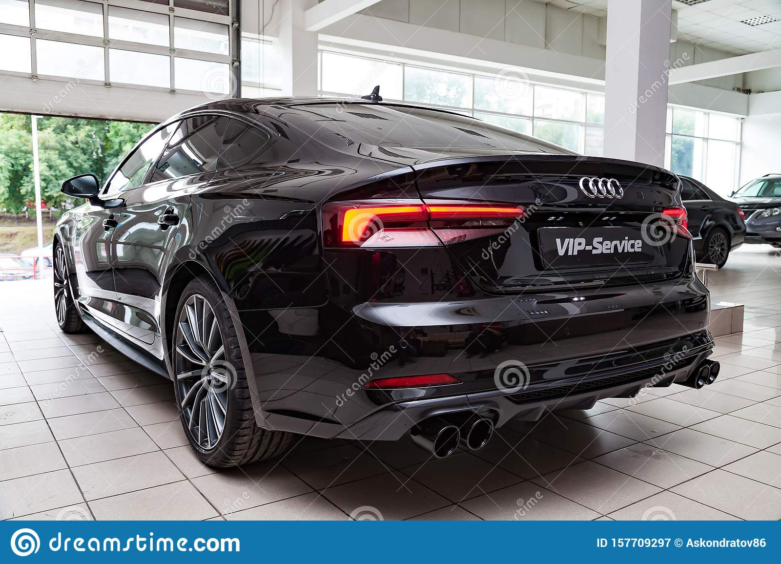 Rear View of the 2019 Audi A5 Sportback Prepared for Sale and Exhibited in  the Showroom with a Polished Shiny Black Body Editorial Photography - Image  of coupe, german: 157709297