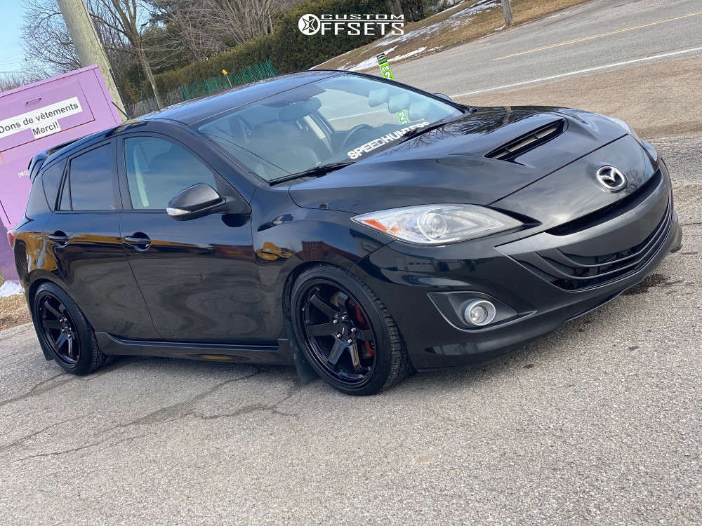 2012 Mazda MazdaSpeed3 with 18x9.5 38 AVID1 AV6 and 225/40R18 Toyo Tires  Extensa Hp Ii and Coilovers | Custom Offsets