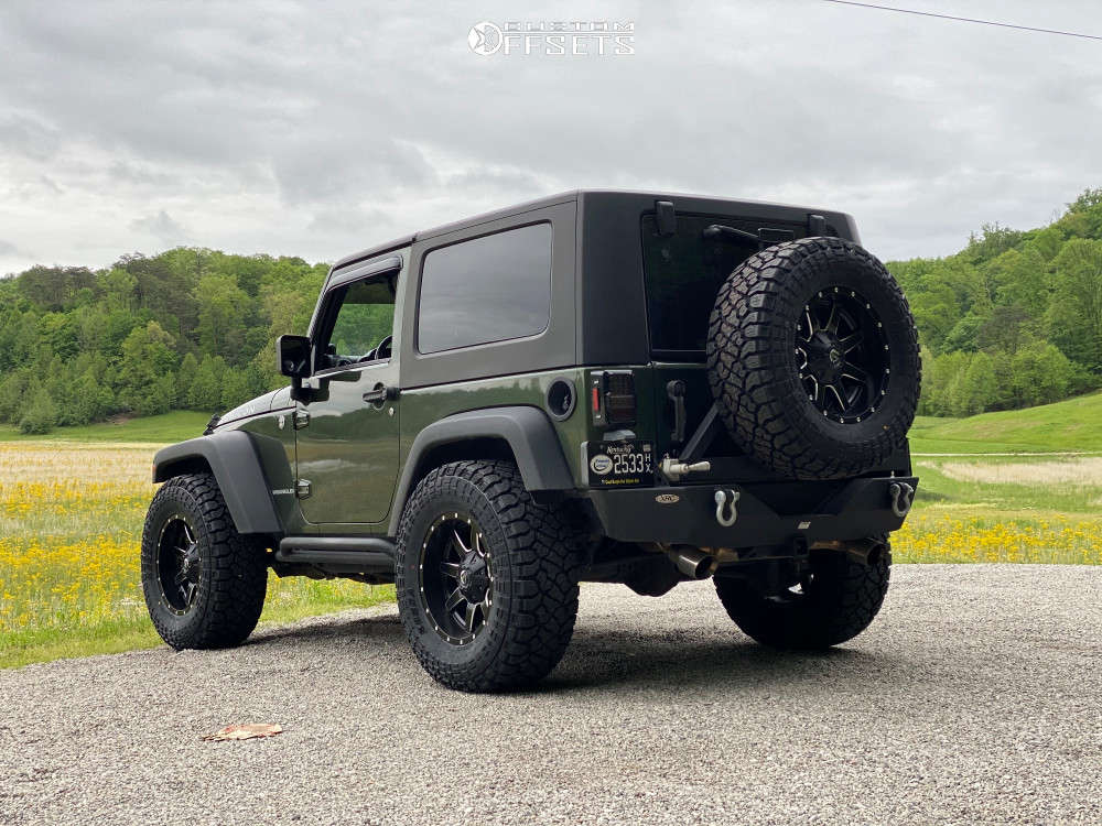 2008 Jeep Wrangler with 18x9 -12 Fuel Maverick and 35/12.5R18 Kenda Klever  R/t and Stock | Custom Offsets