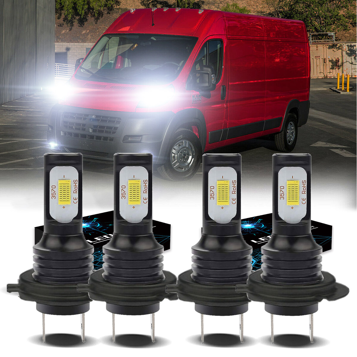 H7 Headlights for 2014-2020 Ram Promaster 3500 H7 LED High/Low Beam 6500K  White - Walmart.com