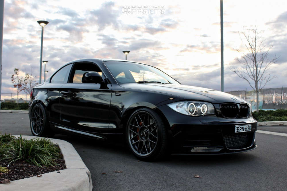 2010 BMW 135i with 18x8.5 45 Apex Arc-8 and 225/40R18 Falken Azenis Fk510  and Lowering Springs | Custom Offsets