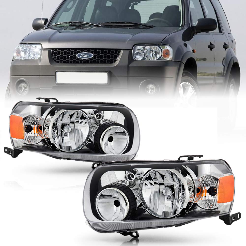 Amazon.com: ACANII - For 2005-2007 Ford Escape Factory Style Chrome  Headlights Headlamps Assembly Replacement Pair Set Left+Right : Automotive