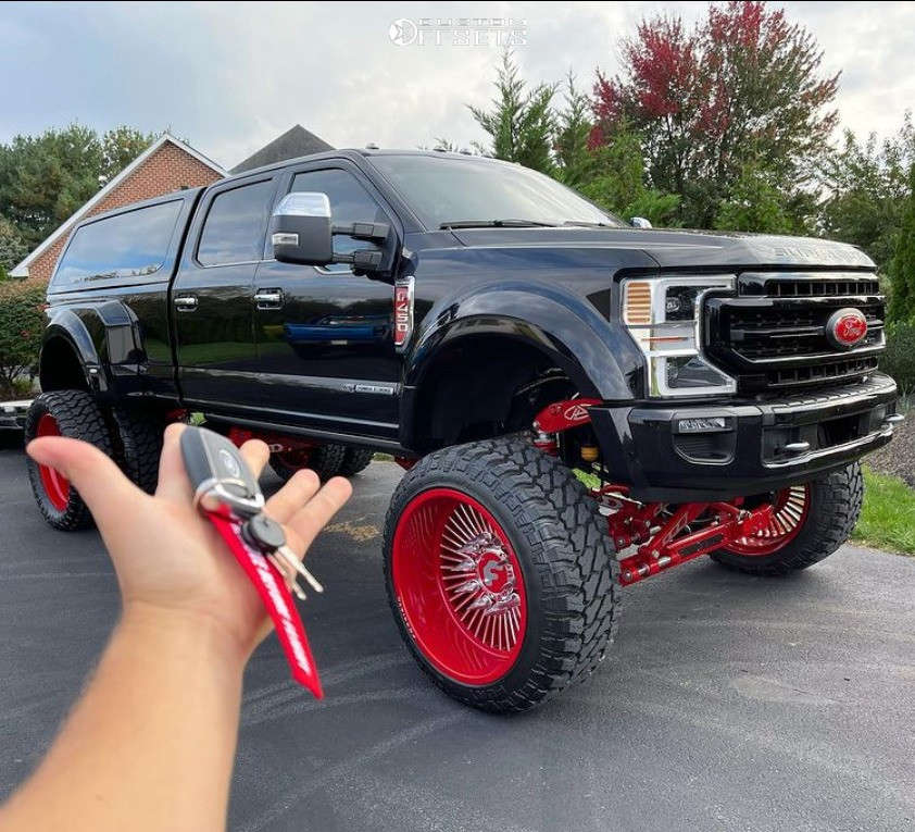 2020 Ford F-450 Super Duty with 28x16 -103 Forgiato Finestro and 42/15.5R28  Fury Offroad Country Hunter MT and Lifted >12" | Custom Offsets