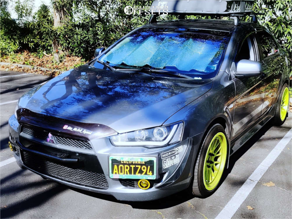 2013 Mitsubishi Lancer with 18x9.5 38 Ambit Re82 and 245/40R18 Laufenn S  Fit and Stock | Custom Offsets