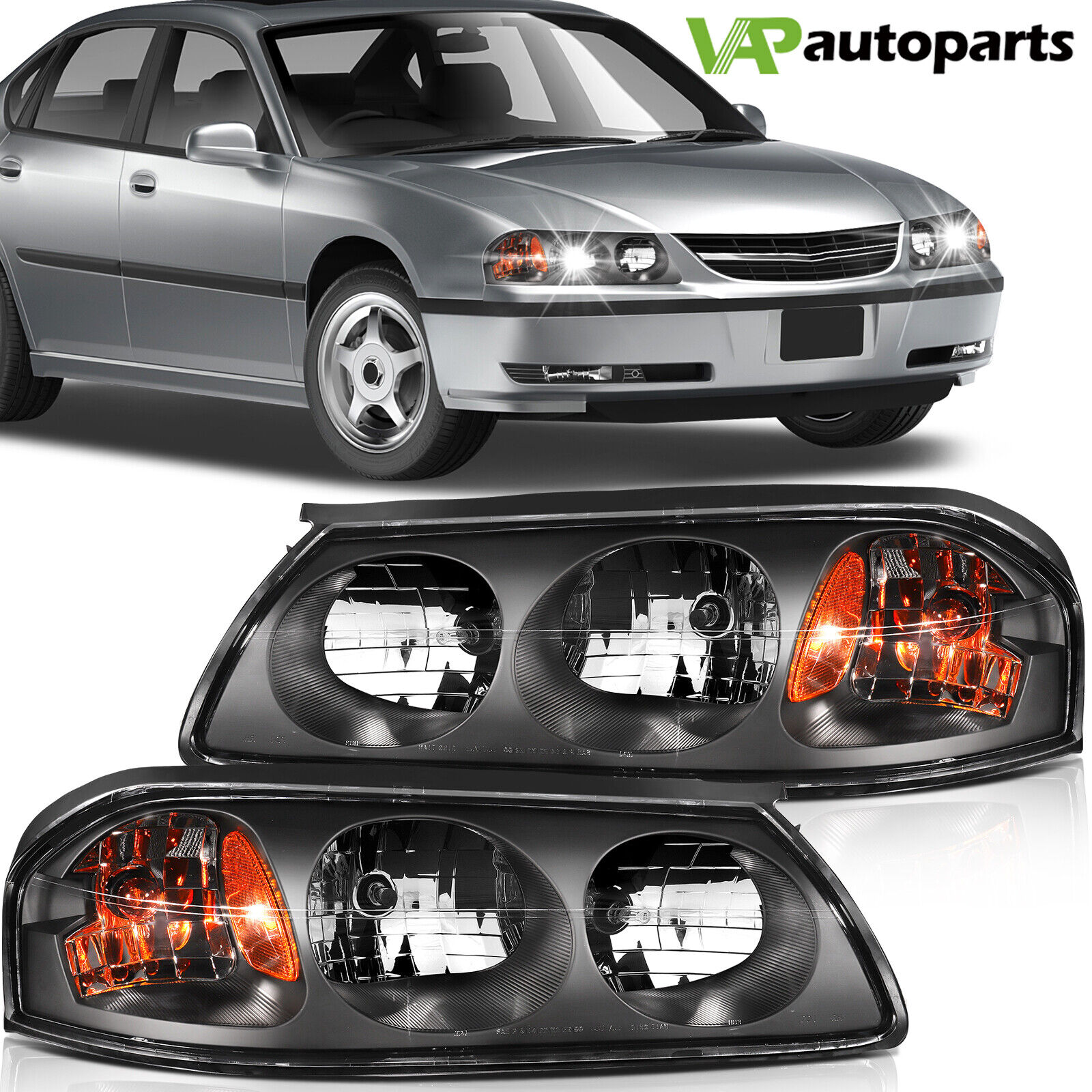 For Chevy Impala 2000-2005 Headlight Assembly Pair Replacement Driver  +Passenger | eBay
