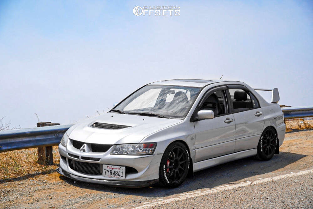 2004 Mitsubishi Lancer with 18x9 35 WedsSport Tc-105n and 255/35R18  Michelin Pilot Sport 4 S and Coilovers | Custom Offsets