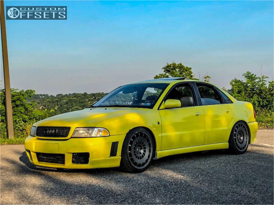 1999 Audi A4 Quattro with 18x8.5 35 Rotiform Ccv and 215/40R18 Nankang  NS-20 and Coilovers | Custom Offsets