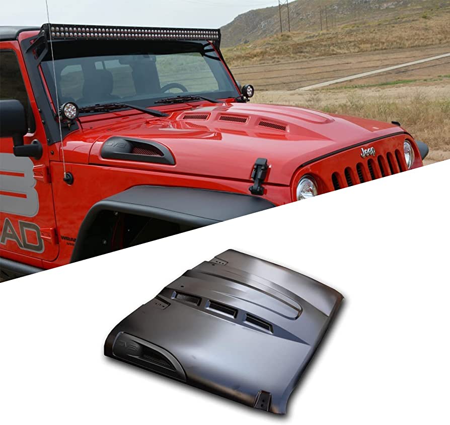 Amazon.com: Heat Dispersion Hood fits 2007-2018 Jeep Wrangler JK | Raised  and Vented Center Cowl | Dual-vented for Maximum Air Flow | Under-hood  Insulation Included | DV8 Offroad : Automotive