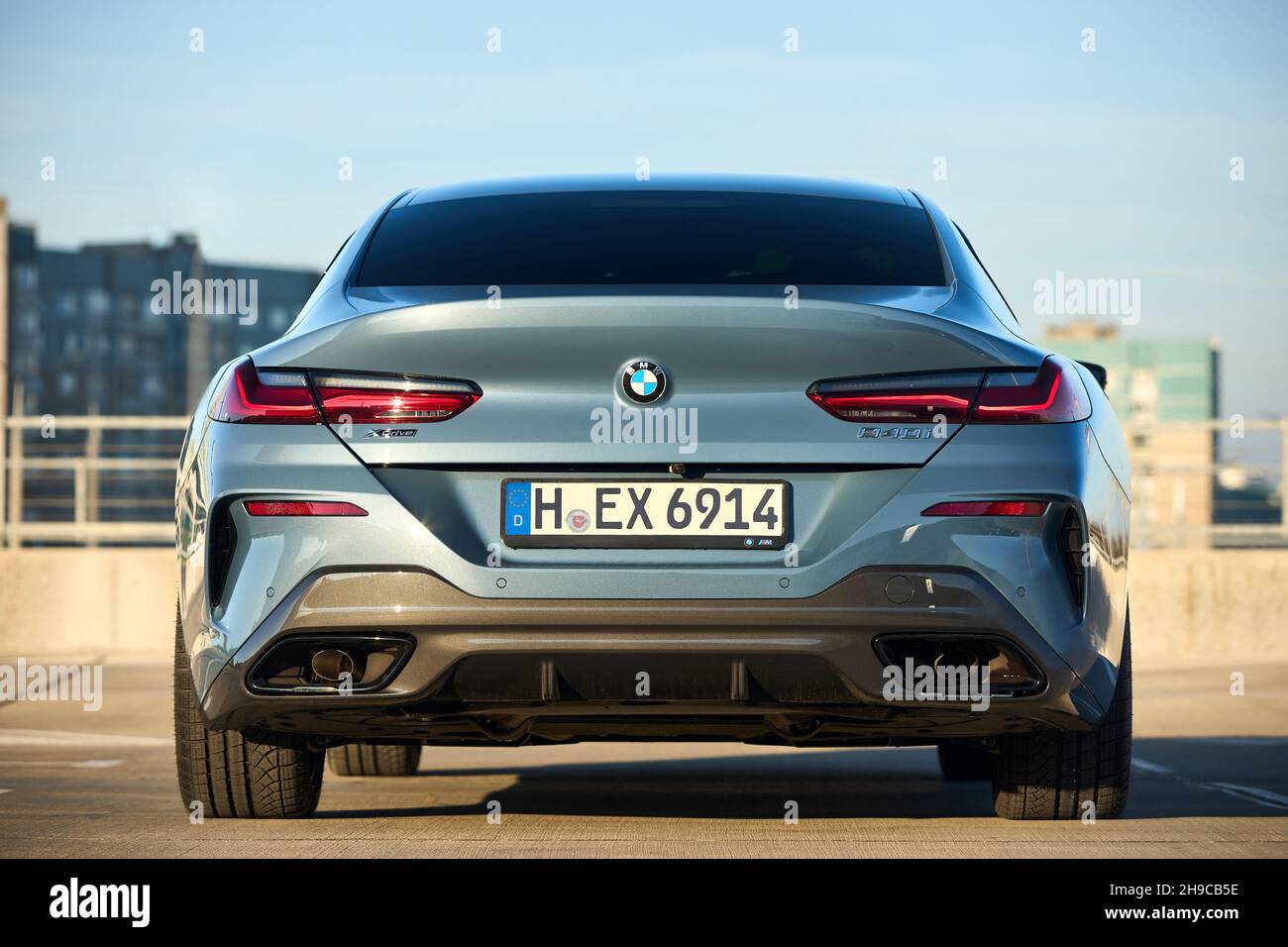 Berlin - October 2021: BMW 8 Series G16 Gran Coupe 840i xDrive M-pack 2021.  Back view selective focus over urban background under blue sky with Stock  Photo - Alamy