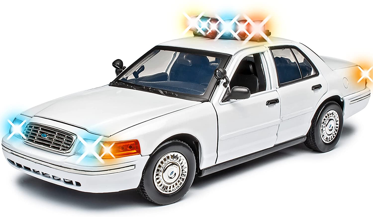 Motormax 1:18 2001 Ford Crown Victoria Police Light & Sound Unmarked W –  All Star Toys