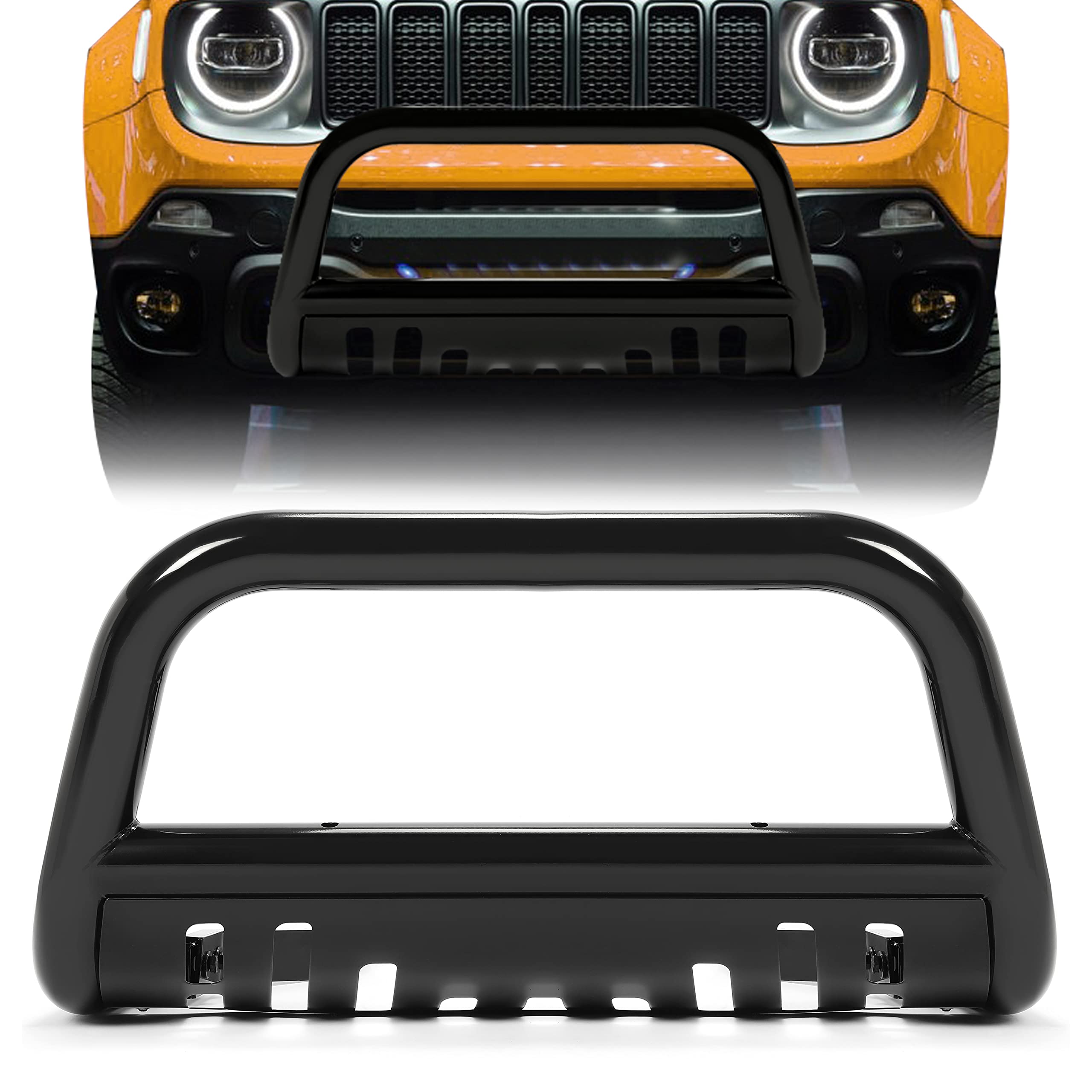 Amazon.com: KUAFU Bull Bar with Skid Plate Compatible with 2015-2022 Jeep  Renegade Electrophoresis Powder Coated Steel : Automotive