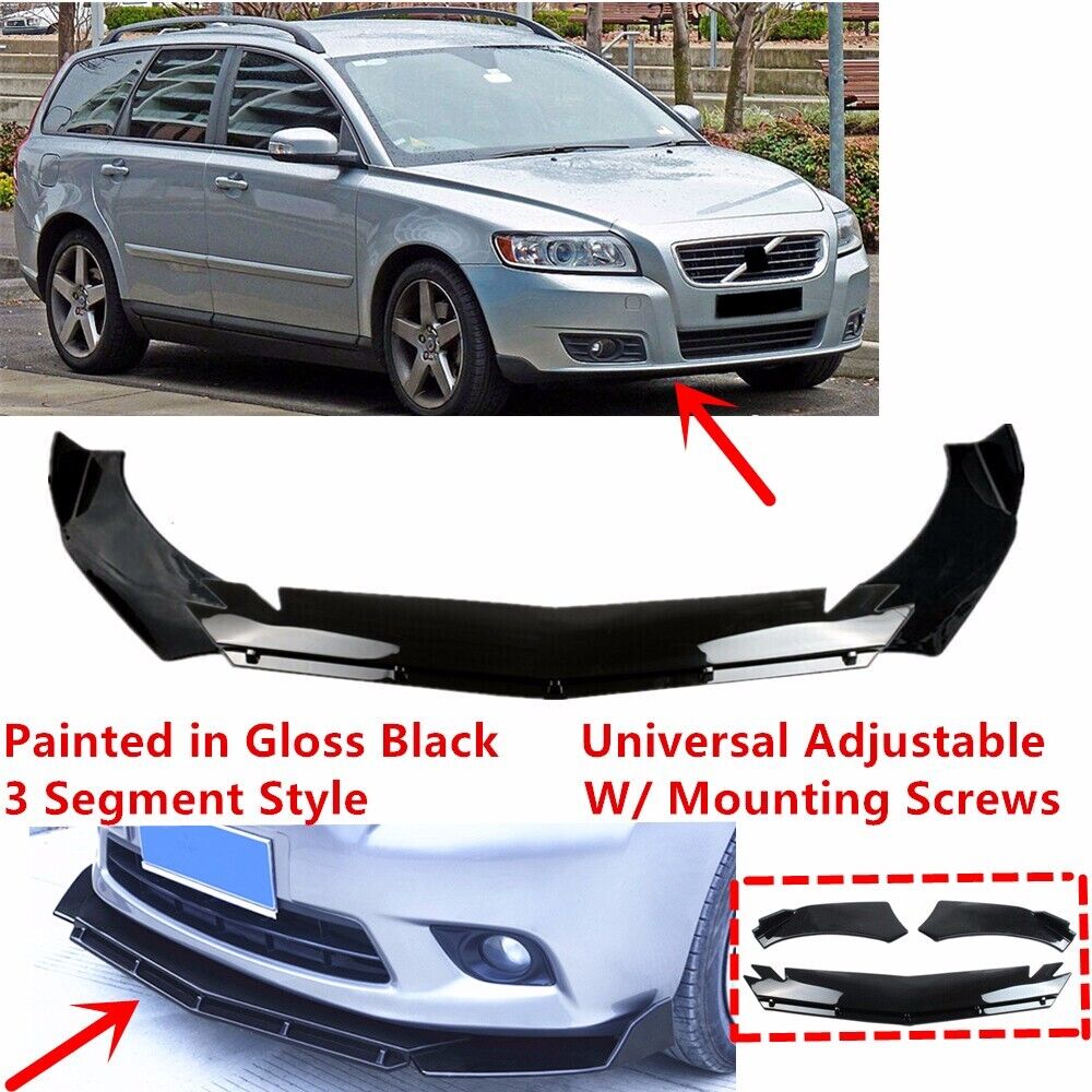 Add-on Universal For 2005-2011 Volvo V50 Front Bumper Lip Splitter Glossy  Black | eBay