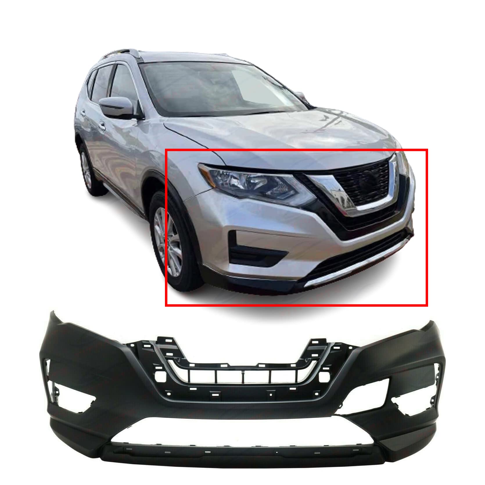 Amazon.com: Front Plastic Bumper Cover Fascia for 2017-2019 Nissan Rogue SL  S SV Hybrid Sport Utility 17-19. New, Primed and Ready for Paint. with Fog  Light Holes. NI1000316 620226FL0H 2018 : Automotive