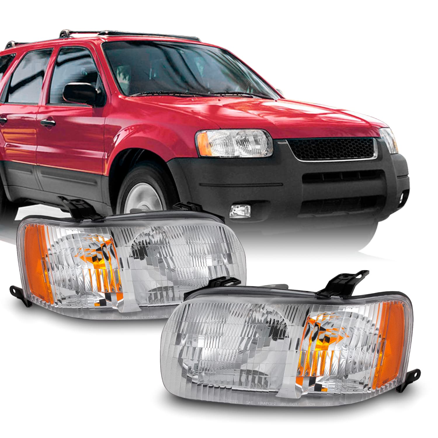 Amazon.com: AKKON - For 2001 2002 2003 2004 Ford Escape OE Style Chrome  Housing Headlight Assembly : Automotive