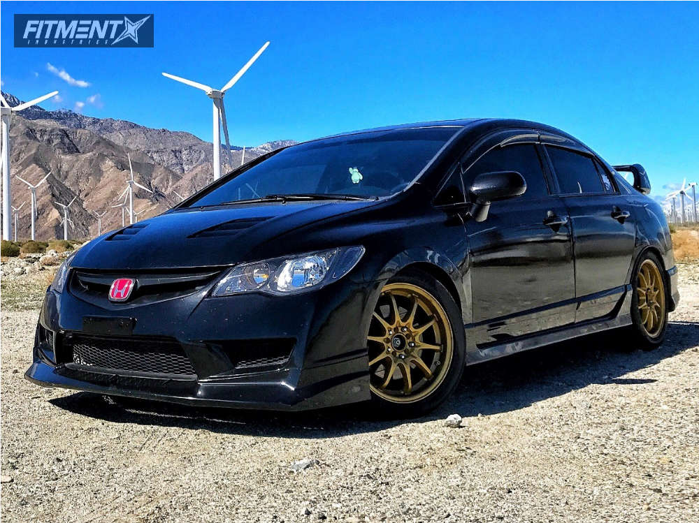 2009 Honda Civic with 17x7 Drag Dr9 and Bridgestone 215x45 on Coilovers |  458149 | Fitment Industries