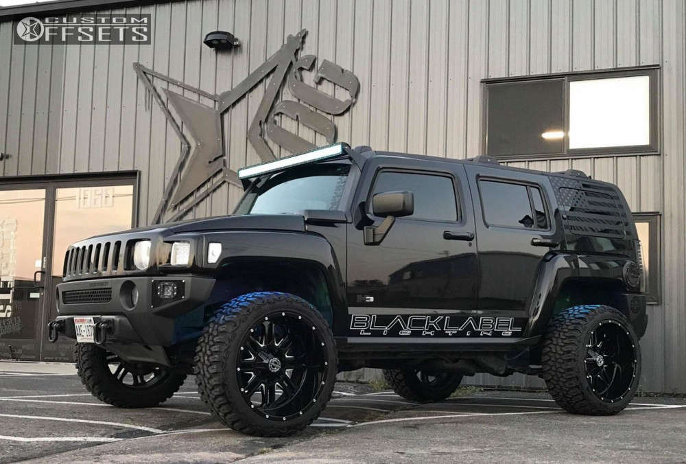 2006 HUMMER H3 with 22x12 -44 Scorpion Sc21 and 33/12.5R22 Mile King Mk868  Mud Champ and Leveling Kit | Custom Offsets
